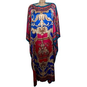 Kaftan - Oversized Lange Jurk - Satijn van Viscose - Zijde Grote Maat - Onesize 46-54 Roze