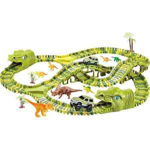 Dino Racebaan - XL 320-delig - Dinosaurussen en Auto’s - Met veel Attributen - Speelgoed - T-Rex - Batterijen