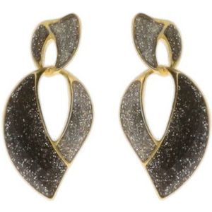 Behave Oorbellen - oorhangers - zwart - grijs - goud kleur - glitter - 4 cm
