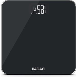 Weegschaal digitale badkamer weegschaal met hoge precisie sensoren - ultra slank - gehard glas - stapsgewijze technologie - glanzend through display - 15Yr garantie