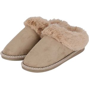 Apollo Pantoffels Dames - Home slippers - Teddy sloffen - Beige - Suède - maat 37/38