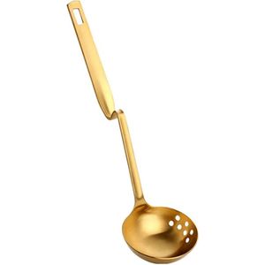 Go4Pro RVS Soeplepel - Sauslepel - Goud - Met Gebogen Arm/houder - keukengerei