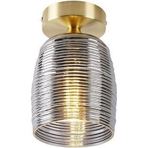 QAZQA michi - Art Deco Plafondlamp - 1 lichts - Ø 120 mm - Goud/messing - Woonkamer | Slaapkamer | Keuken