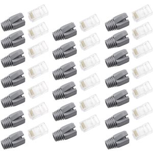 RJ45 Connector 20pcs - Cat5e Network Plug voor Computer - Switch - Router met Beschermcase 20pcs (Grijs)