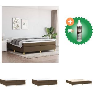 vidaXL Boxspring met matras stof donkerbruin 200x200 cm - Bed - Inclusief Reiniger