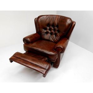 Chesterfield relaxfauteuil ""New Castle"" - hand verstelbaar - Leder Burgundy (Bordo rood)