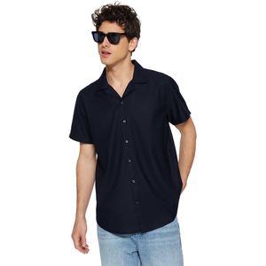 Trendyol Stone Regular Fit Zomeroverhemd Met Open Kraag Tmnss23Go00105