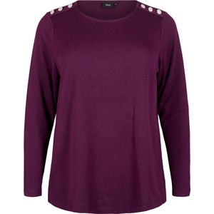 ZIZZI VLUCCA, L/S, BUTTON BLOUSE Dames Blouse - Purple - Maat S (42-44)