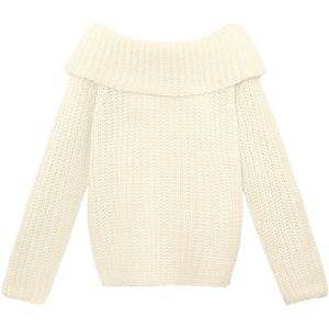 Yehwang - Frosty Morning Off Shoulder Trui - Gebroken Wit - Maat S/M