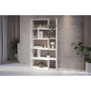 Meubel Square - Boekenkast DIAMOND 2 - Wit - 186x120x32 cm - Groot opbergkast - Tweedelig uitschuifbare rek