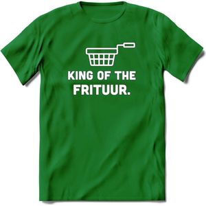 King Of The Frituur - Snack T-Shirt | Grappig Verjaardag Kleding Cadeau | Eten En Snoep Shirt | Dames - Heren - Unisex Tshirt | - Donker Groen - M