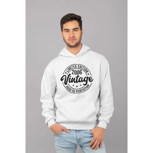 2006 Jaar Wit Hoodie Heren - Maat M - Aged Vintage - Verjaardag Cadeau Mannen - Limited Edition