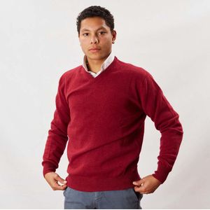 Osborne Knitwear Trui met V hals - Sweater heren in Lamswol - Pullover Heren - Poppy Melange - 3XL