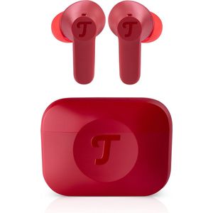 Teufel AIRY TWS 2 | In-ear bluetooth koptelefoon, actieve noise cancelling, draadloze oortjes met oplaadcase ruby red