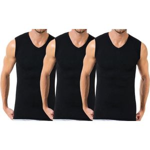 3 stuks Bonanza A-Shirt - V-hals - mouwloos - zwart - M/L