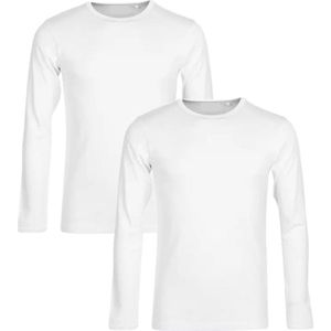Bamboo T-Shirt - Lange Mouw - Ronde Hals - Super zacht - Antibacterieel - Perfect draagcomfort - 95% Bamboo - 2 Stuks - XXXL - Wit