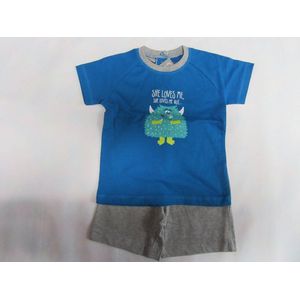 wiplala , jen & james, zomer pyjama, jongen, blauw grijst , bedtime , 8 jaar  128