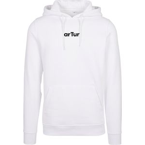 Build Your Brand Heren Zware Pullover Hoodie (Wit)