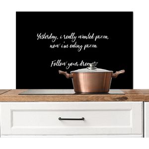 Spatscherm keuken 90x60 cm - Kookplaat achterwand Quotes - Yesterday I really wanted pizza - Spreuken - Pizza lover - Fastfood - Muurbeschermer - Spatwand fornuis - Hoogwaardig aluminium