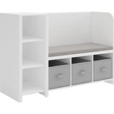 Kinderrek Høylandet met zitbank 76x112x40 cm wit en grijs [en.casa]