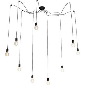 QAZQA cavalux - Moderne Hanglamp - 9 lichts - Ø 55 cm - Zwart - Woonkamer | Slaapkamer | Keuken