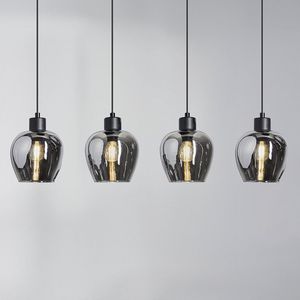 4-lichts hanglamp met smoke glas - Sanford