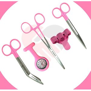 Verpleegkundige Startpakket Pink top - 5-Delig - Scharenset - Pennenhouder - Zusterhorloge - Verpleegkundige cadeau