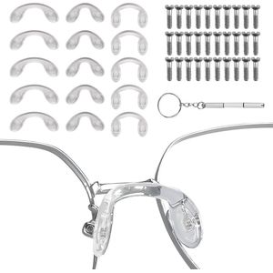 Siliconen neuspadsセット van 15 stuks - Antislip U-vormige brillenpads in 3 maten met micro-schroevendraaier
