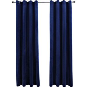 vidaXL-Gordijn-verduisterend-met-ringen-2-st-140x245-cm-fluweel-blauw