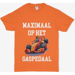 Fruit of the Loom SC230-Tshirt-Oranje-Formule 1-Max Verstappen-Wereldkampioen