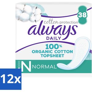 12 x Always - Inlegkruisjes - Normal - Cotton Protection - 38 Inlegkruisjes - Inlegkruisjes - Always - Biologisch Katoen - Intiem - Bescherming