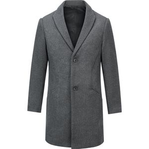 Allthemen Heren Lang Wollen Overcoat Klassieke Jas - Warme Winter Jassen - XS