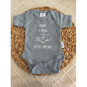 Romper - Papa is mijn beste vriend - Grijs Blauw - Maat 50/56 - 100% Katoen - Baby - Kraamcadeau