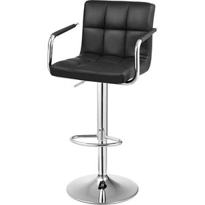 naqsh store  LJB93B-1 Barhocker 1 x barkruk stoel met armleuningen tot 200 kg, schuimrubber, zwart, 38 x 52,5 x 115 cm