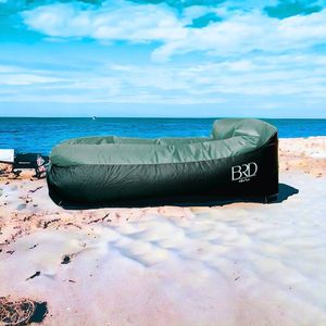 BRD® Outdoor | Olijf Groen / Taupegrijs Lounge Air Bed Lucht Zit Sofa Oxford | Kampeer Zitzak | Strand waterproof luchtzak | Waterbestendig | Camping stoel Kampeer sofa poef Ligstoel