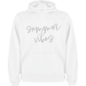 Witte Zomer Hoodie – Summer Vibes in Zilver - Design By Eizook