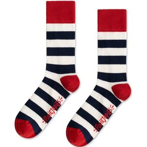 Popiejopies Streepje Voor sokken - Maat 41-46 - uniseks - stijlvolle sokken rood, wit, blauw gestreept