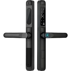 Catchface - Slank Deurslot - Smart Lock - Elektrisch Deurslot - IP66 - WIFI - Biometrisch - APP - Mechanische sleutels - Kaart - Wachtwoord - Met insteekslot - Zwart