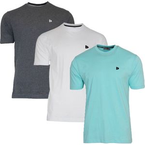 3-Pack Donnay T-shirt (599008) - Sportshirt - Heren - Charcoal-marl/White/Aruba blue (576) - maat L