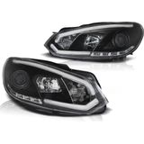 Koplampen dagrijlicht VW GOLF 6 10 08-12 ZWART TUBE LIGHTS TRU DRL