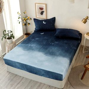 Hoeslaken, 90 x 200 cm, kindermatrasbeschermer, Night Sky, Blue Gradient, laken voor eenpersoonsbed, boxspringbed, 100% microvezel, geschikt voor matrasdiepte tot 25 - 30 cm