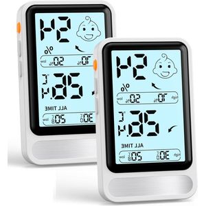 Digitale thermometer hygrometer - binnentemperatuur en luchtvochtigheidsmeter - groot lcd-scherm - min/max registraties - kamerthermometer - woonkamer broeikas - wit
