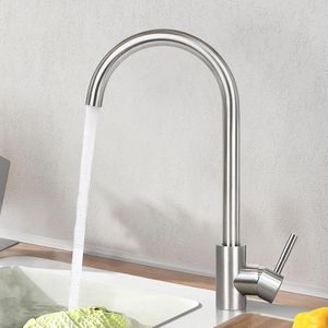 Kraan Keukenkraan Gootsteen - Armatuur Roestvrij Staal Geborsteld Keukenkraan 360° Draaibare Mengkraan Koud en Warm Water Spoelarmatuur Hoge druk Wastafelarmatuur Spoelbak