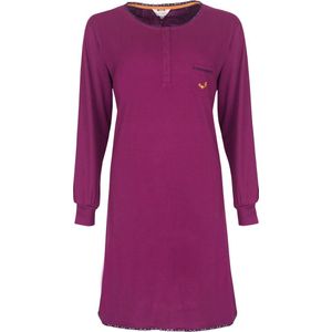 Tenderness Dames Nachthemd - Polo Sluiting - Katoen - Paars - Maat S