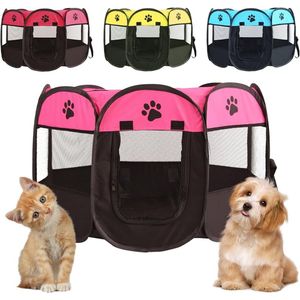 Opvouwbare Puppyren - Dierenren voor Honden, Konijnen, Cavia's en Katten - Oxford Stof Waterdicht - Speelren voor Binnen en Buiten - Roze en Zwart - 74L x 74W x 43H