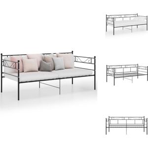 vidaXL Bedbank Verstelbaar Zwart - 206.5 x 95 x 89.5 cm - Metalen Constructie - Bed
