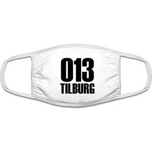 Tilburg 013 mondkapje | gezichtsmasker | bescherming | bedrukt | logo | Wit mondmasker van katoen, uitwasbaar & herbruikbaar. Geschikt voor OV