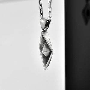 Origami zeilboot ketting Oxidized 28 inches