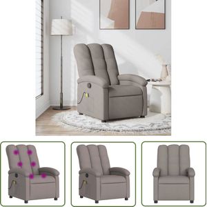 vidaXL Lounge Stoel - Massagestoel - Massagestoel verstelbaar stof taupe - Relaxstoel - Ergonomische Stoel - Elektrische Massage