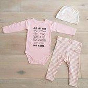 pyjama Baby pakje cadeau geboorte meisje jongen set met tekst aanstaande zwanger kledingset pasgeboren unisex  romper lange mouw wit en broekje| Huispakje | Kraamkado | Gift Set babyset kraamcadeau babygeschenkset